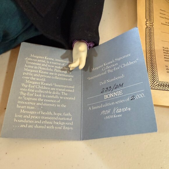 NIB Margaret Keane Big Eye Children Collector's Doll 1983 Bonnie #233 - Picture 11 of 12